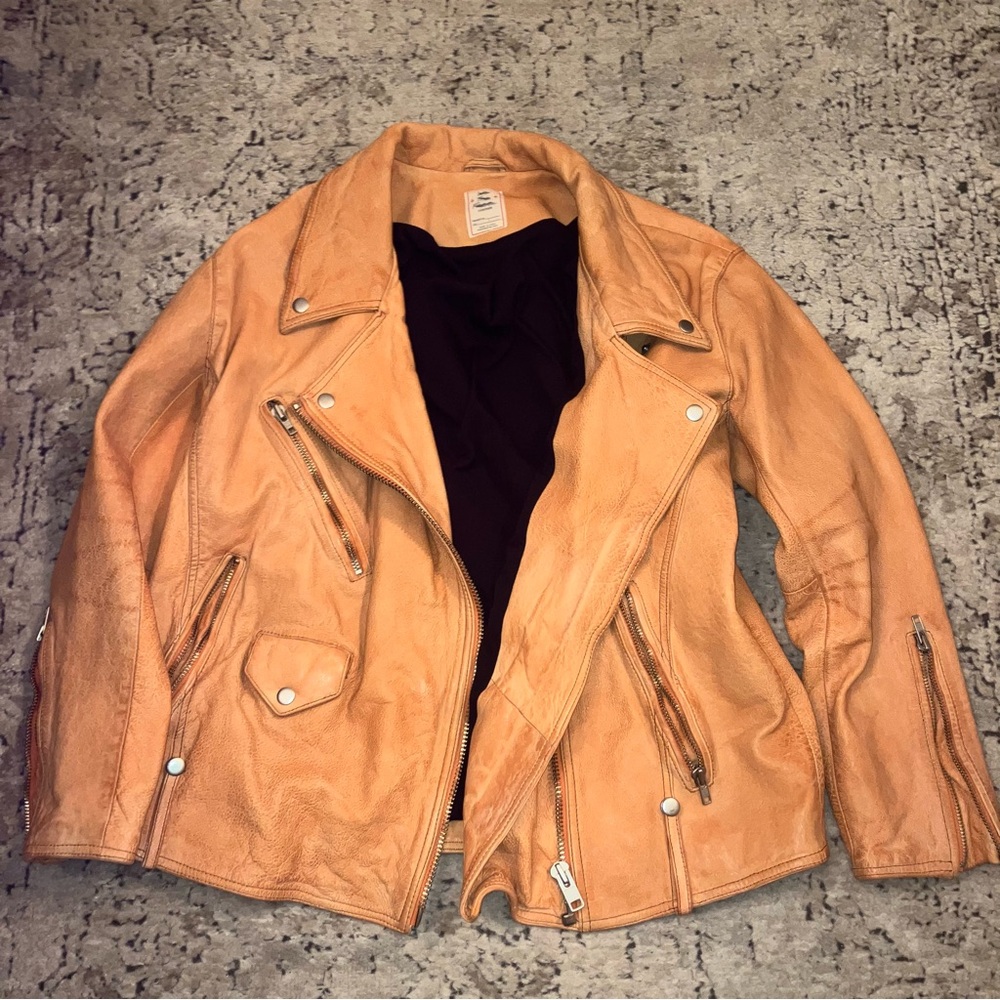 NWOT FREE PEOPLE Jealousy leather jacket biker jacket - Picture 4 of 9
